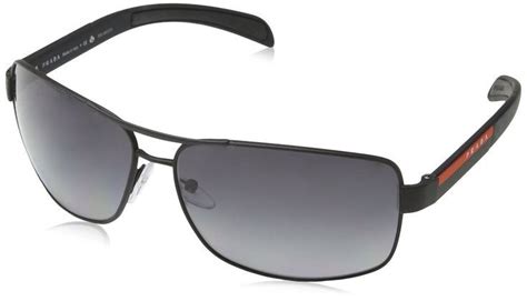 prada linea rossa men's 0ps 54is black rubber grey polarized